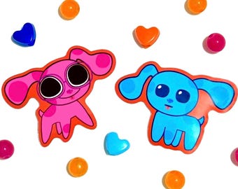 Criaturas de autismo azul y TDAH magenta - AUDHD - Yipee Tbh Btw - Adhesivo de vinilo resistente al agua de 2" - Nostalgiacore Kidcore Art