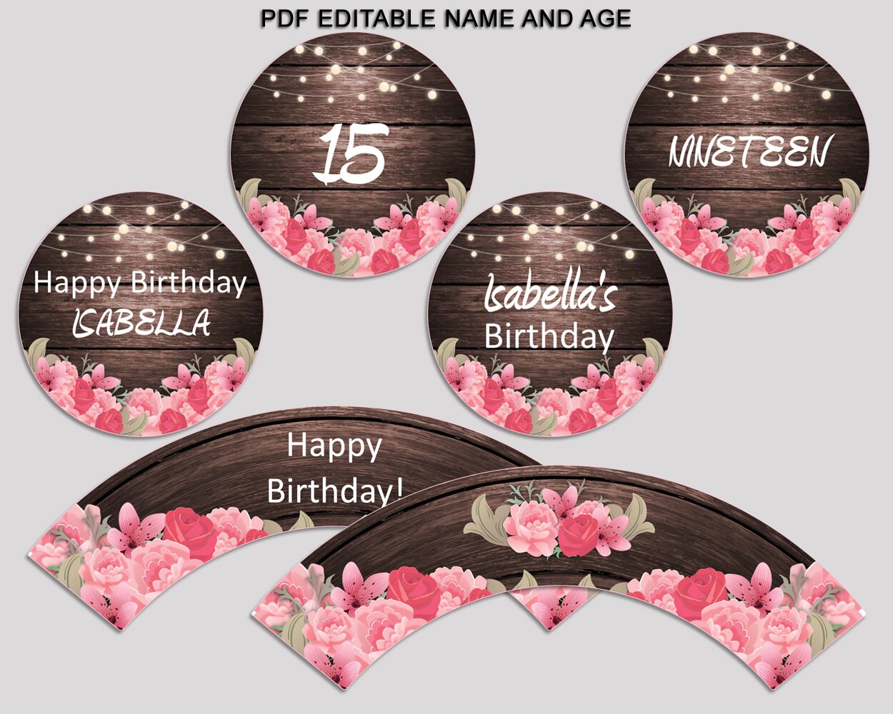 Rustic Birthday Cupcake Toppers Rustic Birthday Cupcake - Etsy