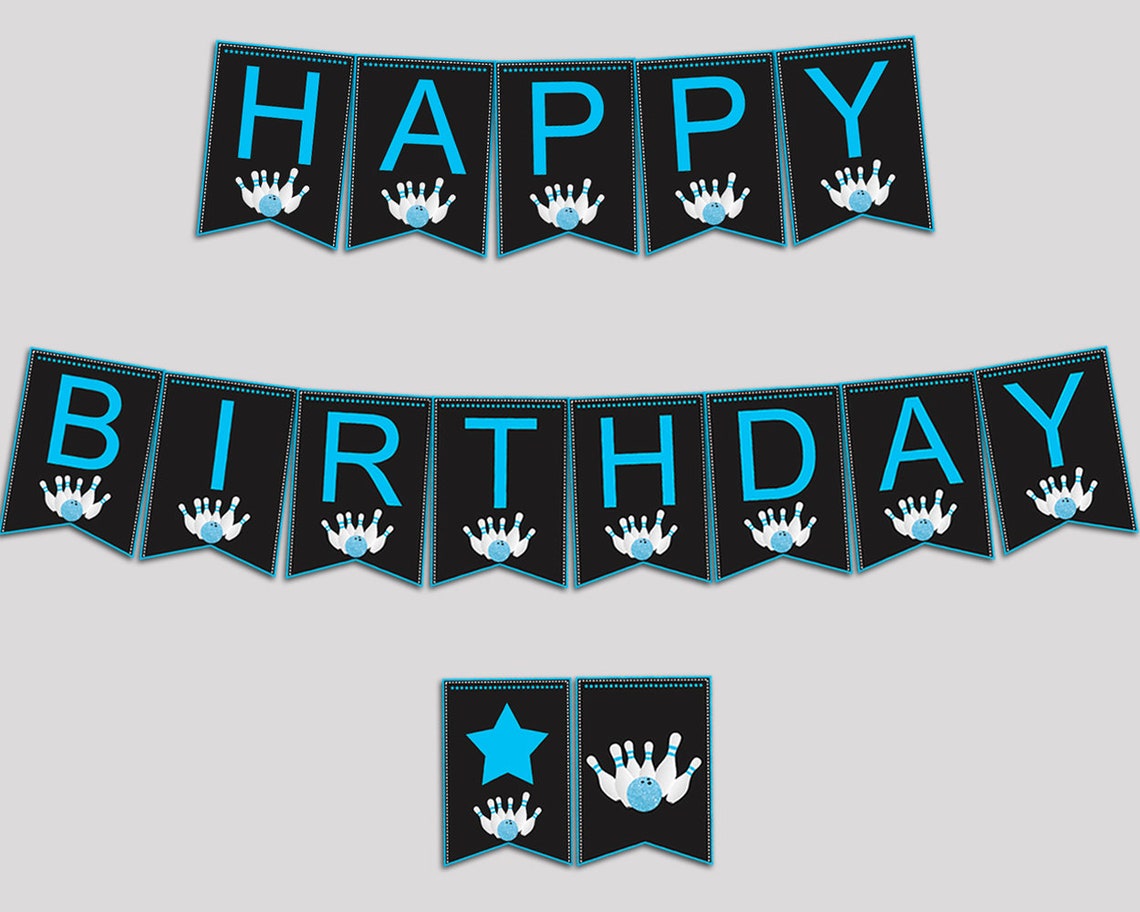 Bowling Happy Birthday Banner Bowling Birthday Party Banner - Etsy
