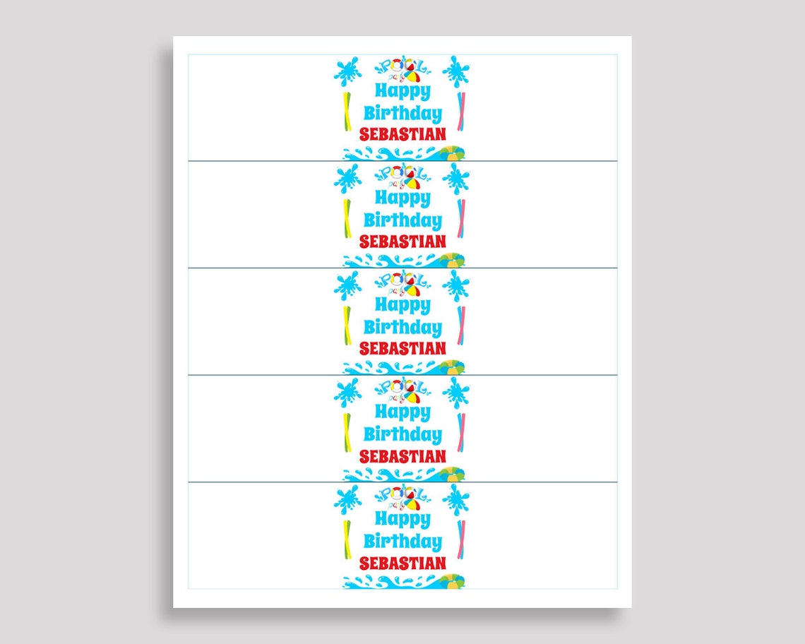 Printable Splish Splash Water Bottle Labels Splish Splash Etsy