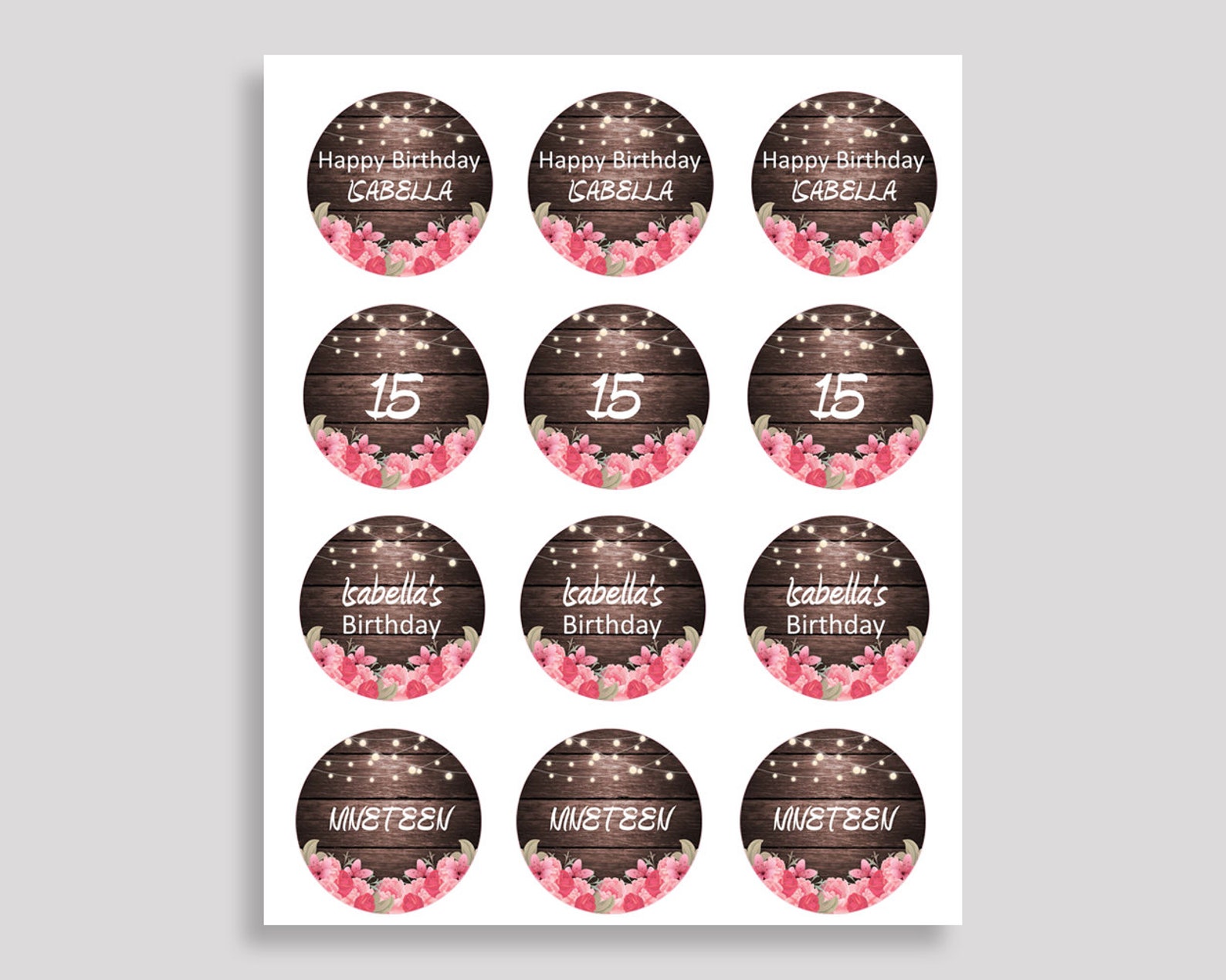 Rustic Birthday Cupcake Toppers Rustic Birthday Cupcake - Etsy