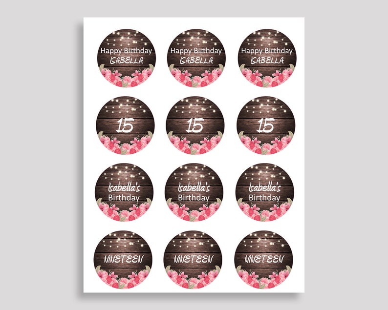 Rustic Birthday Cupcake Toppers Rustic Birthday Cupcake - Etsy