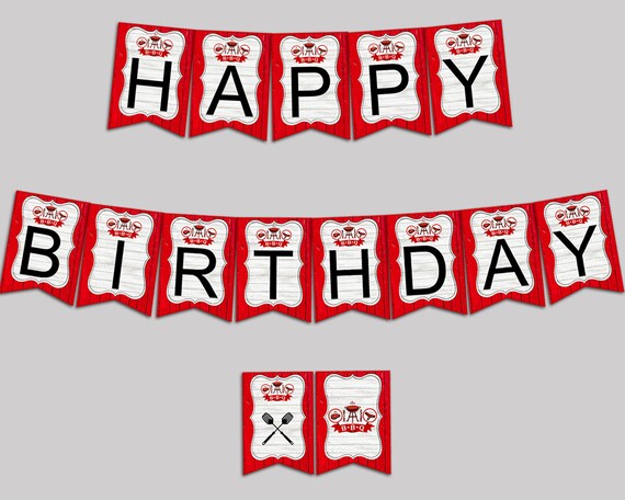 Barbecue Anniversaire Banniere Modifiable Anniversaire Fete Etsy