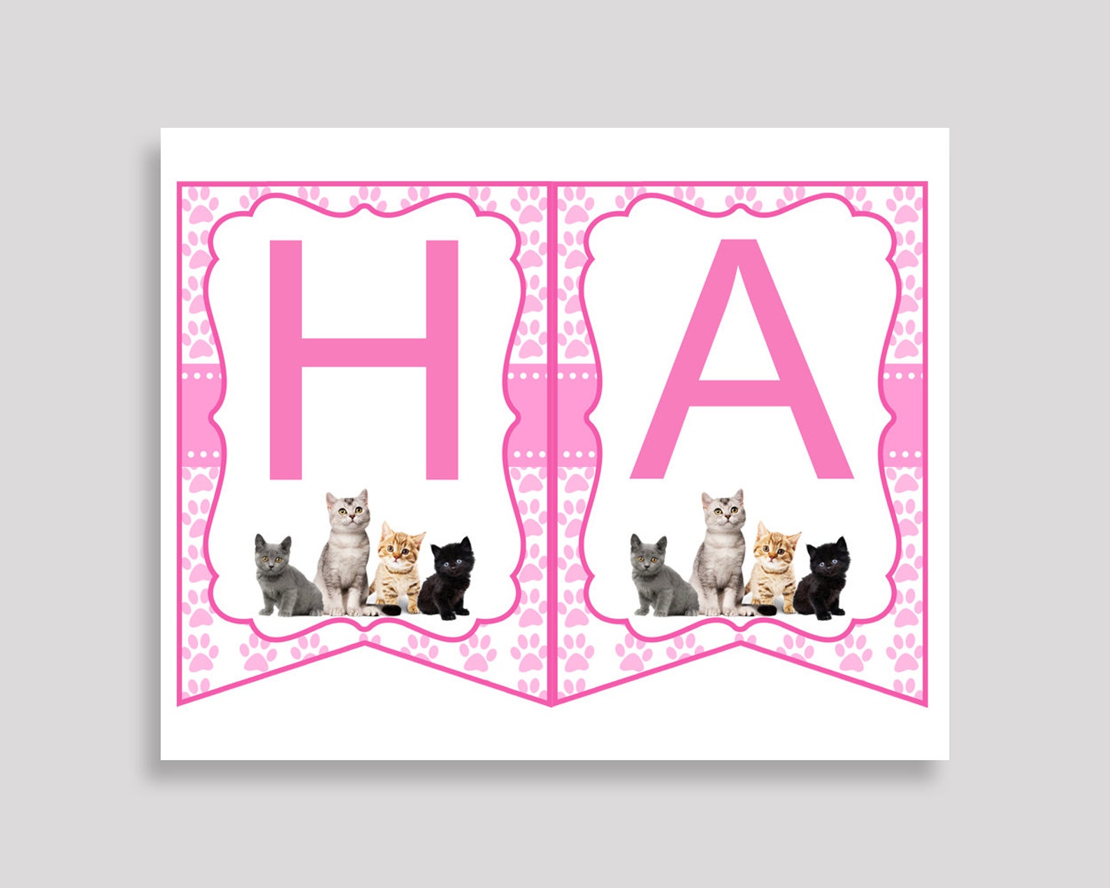 Cat Happy Birthday Banner Cat Birthday Party Banner - Etsy