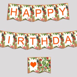 Tropical Happy Birthday Banner Tropical Birthday Party - Etsy