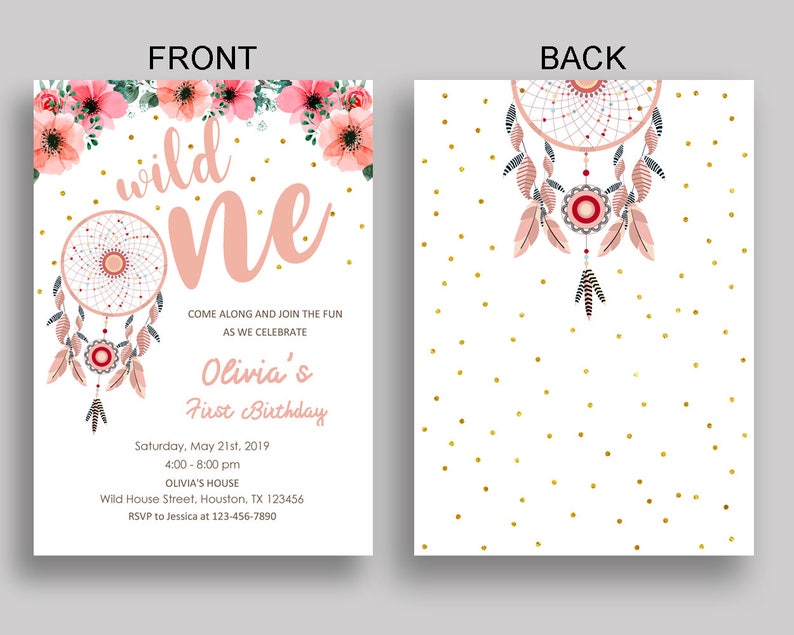 Dream Catcher First Birthday Invitation Dream Catcher First | Etsy