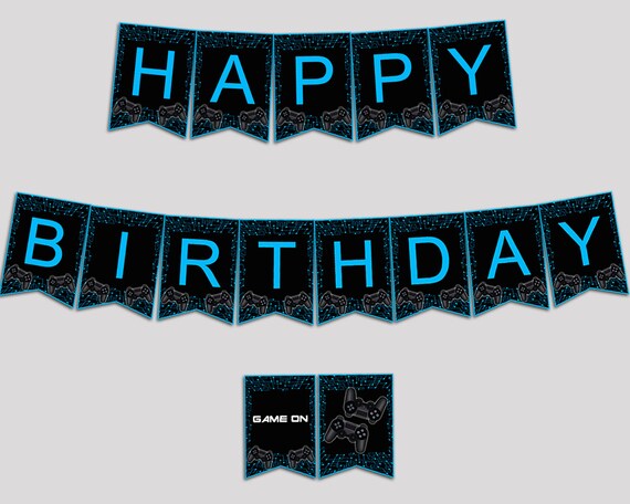 Video Game Happy Birthday Banner Video Game Birthday Party Etsy