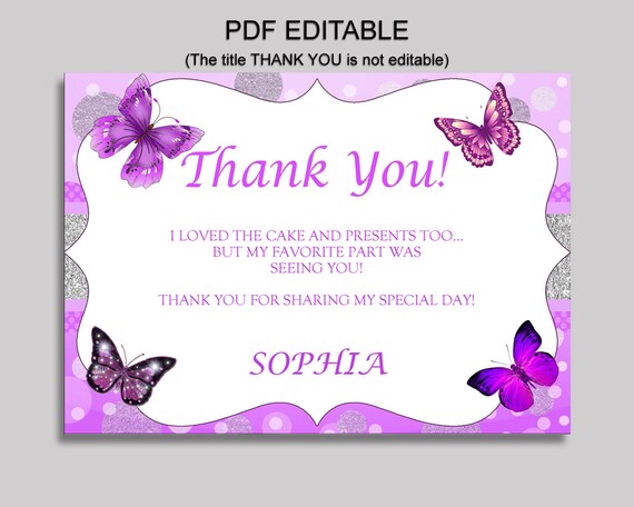 butterfly thank you cards butterfly birthday thank you purple white editable thank you cards girl digital download cute butterfly ohi62 butterfly thank you notes