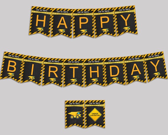 Construction Birthday Banner Construction Birthday Party Etsy