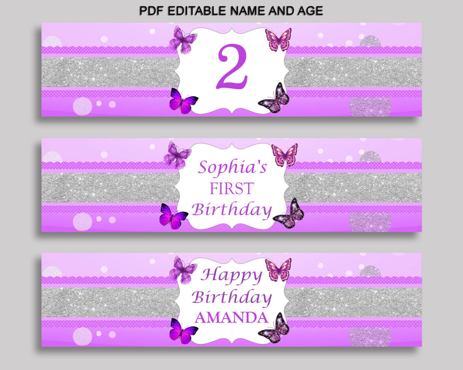 Printable Butterfly Water Bottle Labels Butterfly Bottle - Etsy