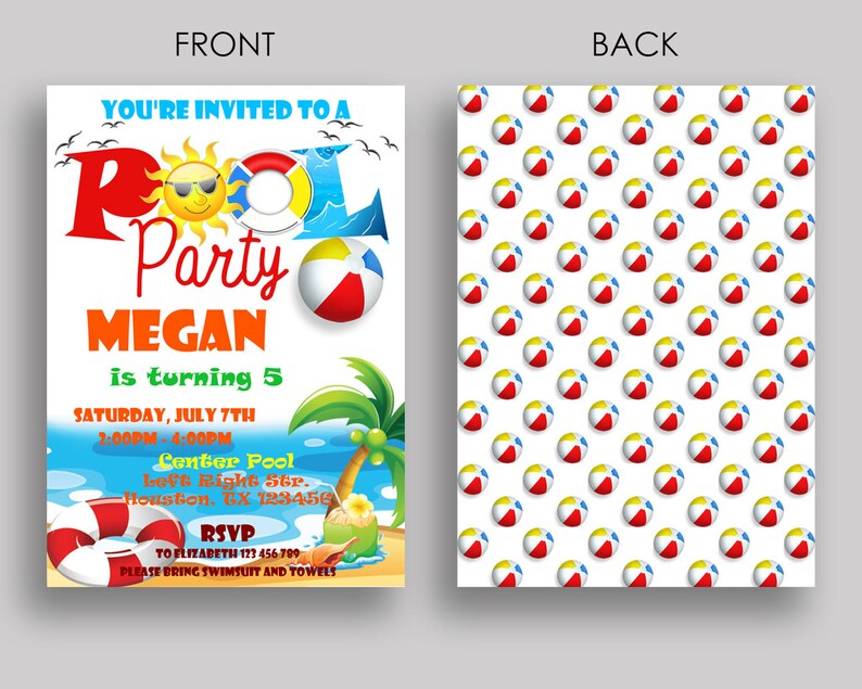 Pool Party Birthday Invite Pool Party Birthday Party Invite - Etsy