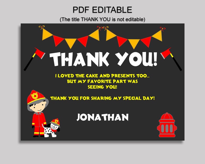 Fireman Thank You Card Fireman Birthday Thank You Red Black Etsy fireman-thank-you-card-fireman-birthday-thank-you-red-black-etsy