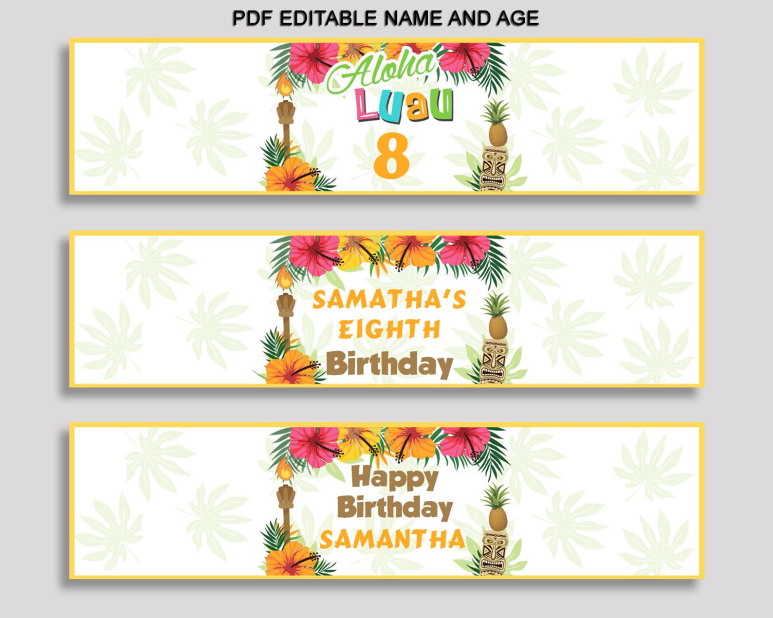 Printable Hawaii Water Bottle Labels Luau Bottle Wraps Rainbow - Etsy