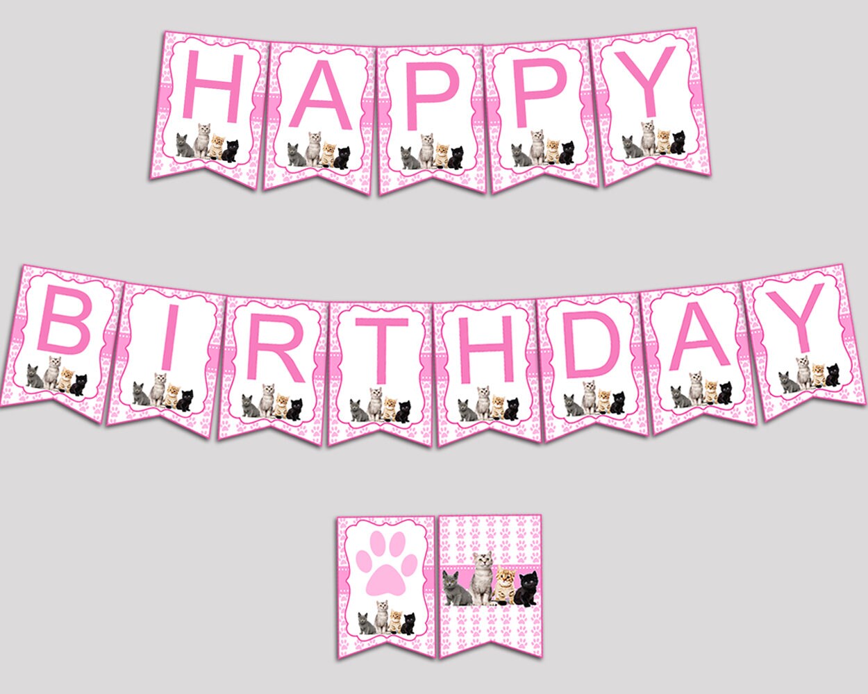 cat happy birthday banner cat birthday party banner etsy
