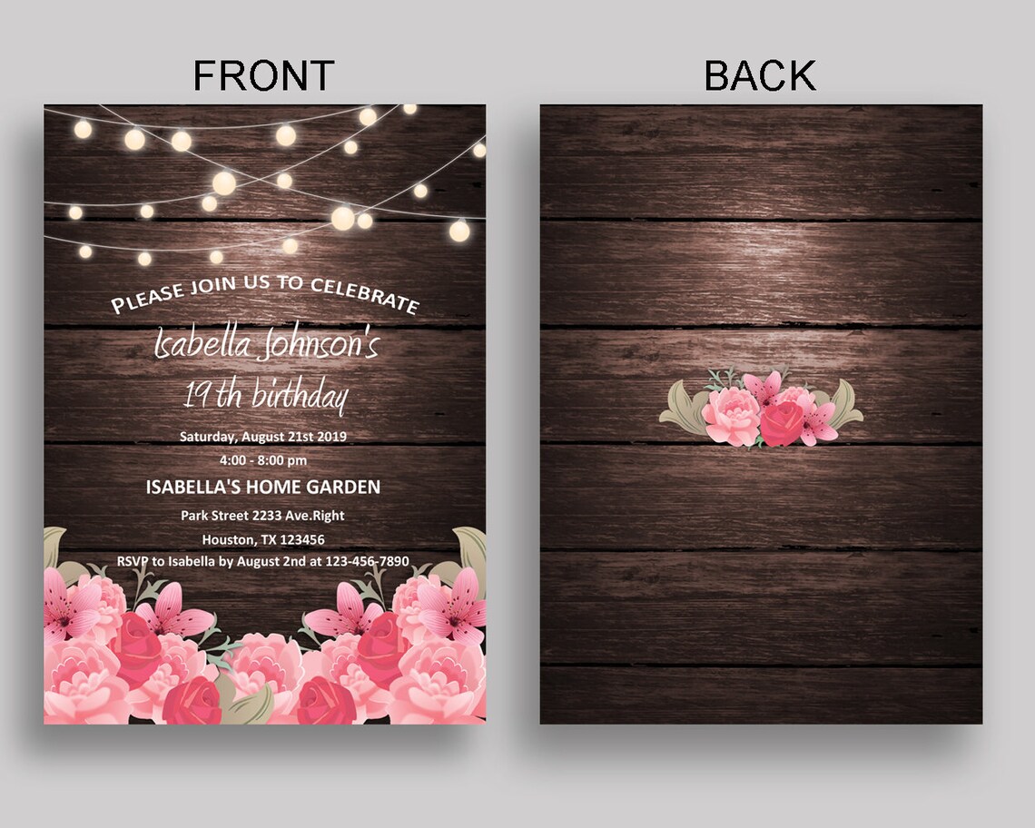 Rustic Birthday Invitation Digital or Printed Rustic Birthday | Etsy