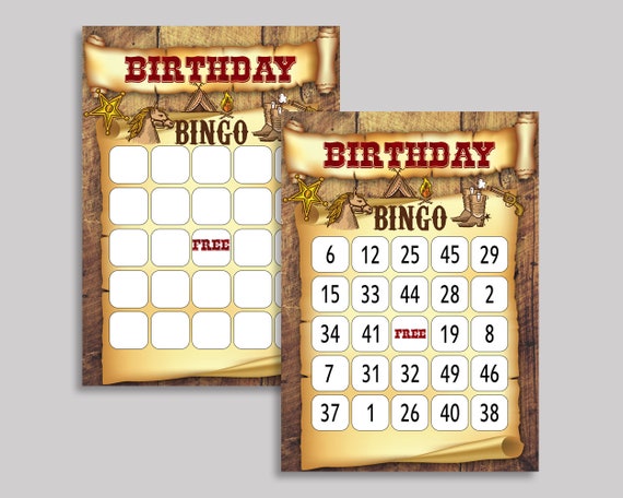 Cowboy Bingo Cards Cowboy Bingo Game Cowboy Birthday Bingo | Etsy