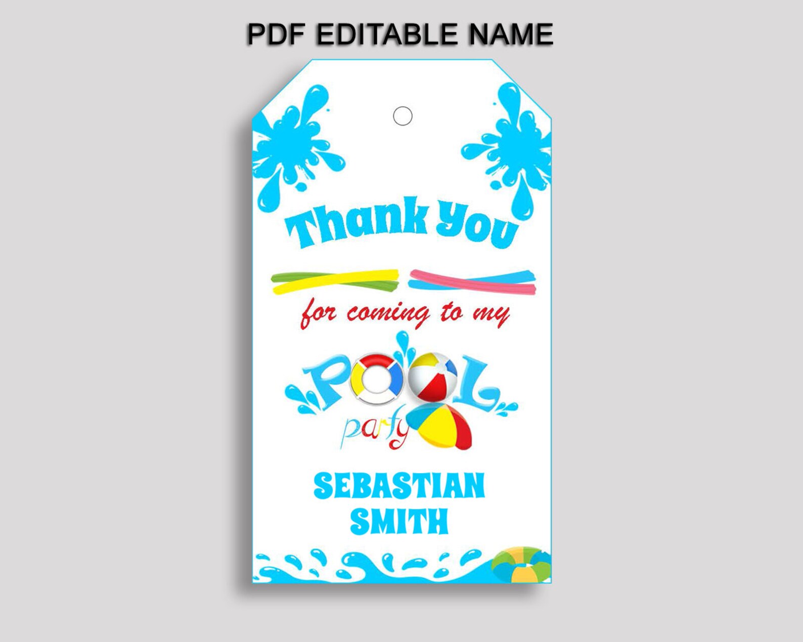 Splish Splash Gift Favor Tags White Blue Birthday Favor Tags Etsy