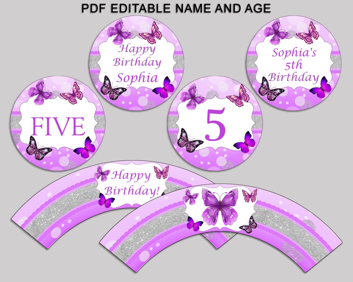 Butterfly Birthday Cupcake Toppers Butterfly Birthday Cupcake - Etsy