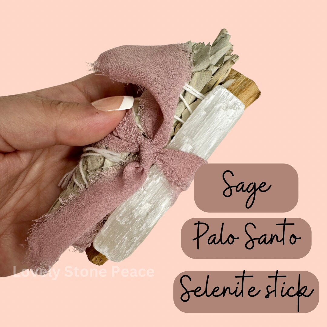 Cleansing Bundle || Sage || Palo Santo || Selenite Stick || Smudge Kit ...
