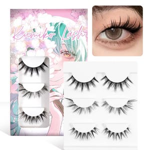 Kumiko Handmade Lashes 3-Styles False Eyelashes Manhua, Cat Eye, Manga Lashes, Anime Lashes, Wispy Lashes, Kawaii, Fairy, Trendy Idol lashes