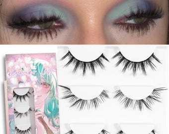 Kumiko Handmade Lashes 3-Styles falsche Wimpern Manhua, Cat Eye, Manga Lashes, Anime Lashes, Wispy Lashes, Kawaii, Fairy, Trendy Idol Lashes