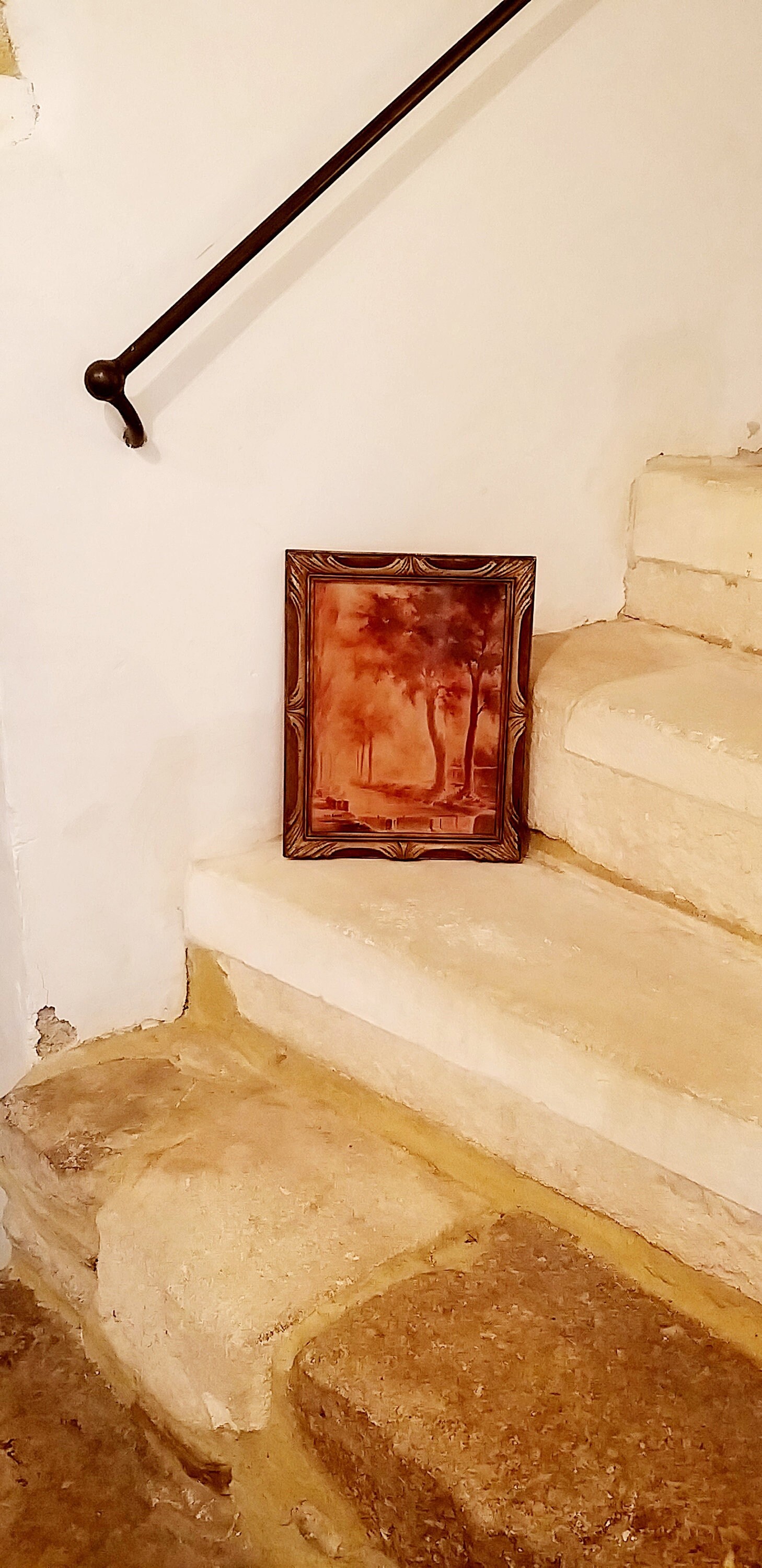 Superbe Cadre Original Signé Aquarelle Alice Combe France 1943 Le Canal Des Moulins Valence avec Ver