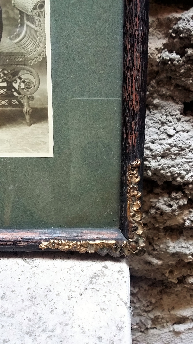 Stunning Large Boy Original Antique Sepia Photo with Frame and glass 1900/'s Three images composition!