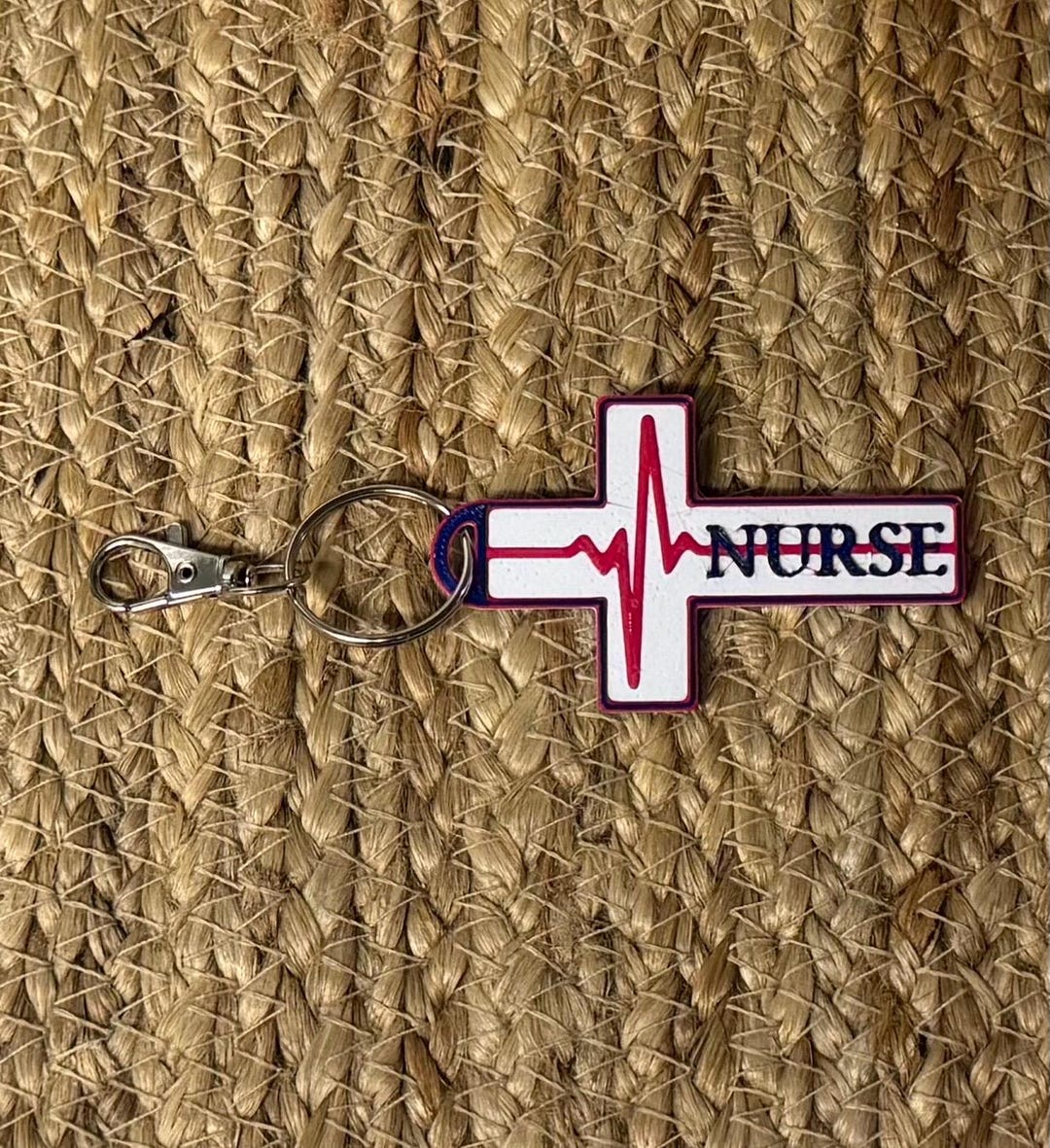 Nurse Keychain, Cross With EKG Centerline, Metal Clasp - Etsy