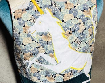 VTG 80s Handmade Unicorn Magic Vest sz S Wearable Art Satin Boho Festival Rare!