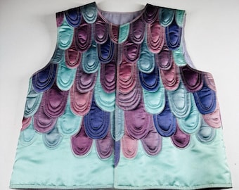 Sandra Ward 1982 Signed Bunting Vest Magic Vest Quilted Art Sz M Festival Boho