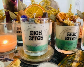 Rich Bitch Money Magic  Soy Candle for Wealth, Luxury & Prosperity with 24K Gold