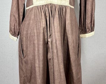 Sergio Bustamante 1970s VTG Cotton Hand-Made Mexico Boho Dress Sz M Pockets Art