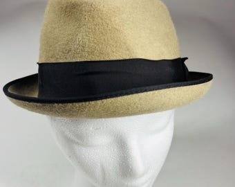 Vintage Royal Stetson Fedora Hat Tan Fur Felt 7 1/4 Made in USA 60s-70s Mad Men