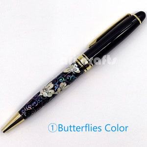 Mother of Pearl Pen, Work Roller Ball Pen, Nacre Pen, Black Pen, Handmade Pen, Desk Gift, Ballpoint Pen, Teacher new job desk gif image 3