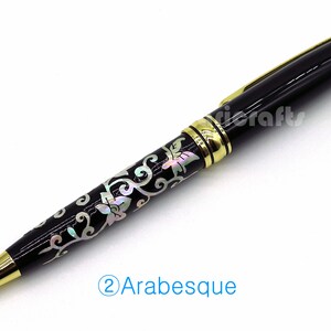 Mother of Pearl Pen, Work Roller Ball Pen, Nacre Pen, Black Pen, Handmade Pen, Desk Gift, Ballpoint Pen, Teacher new job desk gif image 4