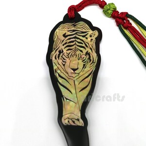 Abrecartas de madera, cuchillo de madera de nácar, abrecartas de escritorio, cuchillo de madera con diseño de tigre, regalo coreano, regalo para el hogar y la oficina.