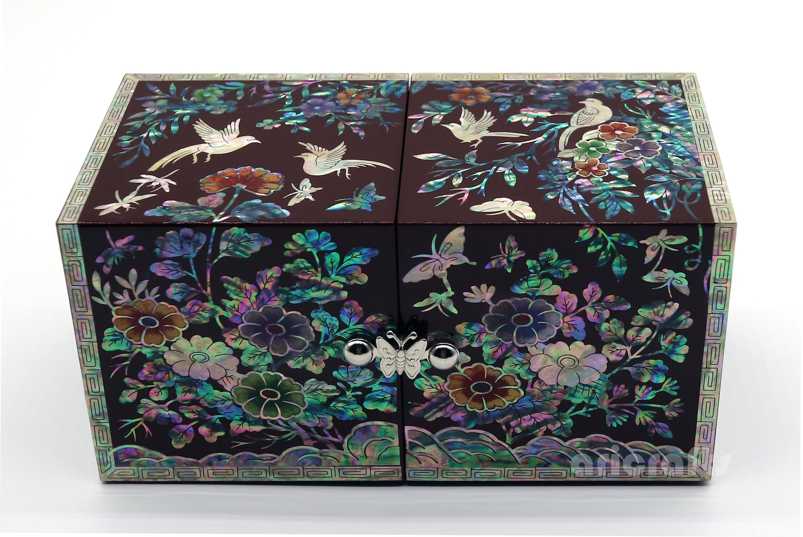 Mother of Pearl Jewelry Box Crane Secret Lacquer Wood Drawer Etsy UK