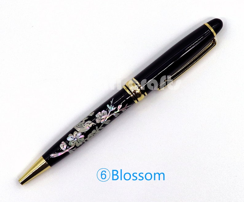 Mother of Pearl Pen, Work Roller Ball Pen, Nacre Pen, Black Pen, Handmade Pen, Desk Gift, Ballpoint Pen, Teacher new job desk gif image 8