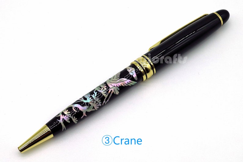 Mother of Pearl Pen, Work Roller Ball Pen, Nacre Pen, Black Pen, Handmade Pen, Desk Gift, Ballpoint Pen, Teacher new job desk gif image 5