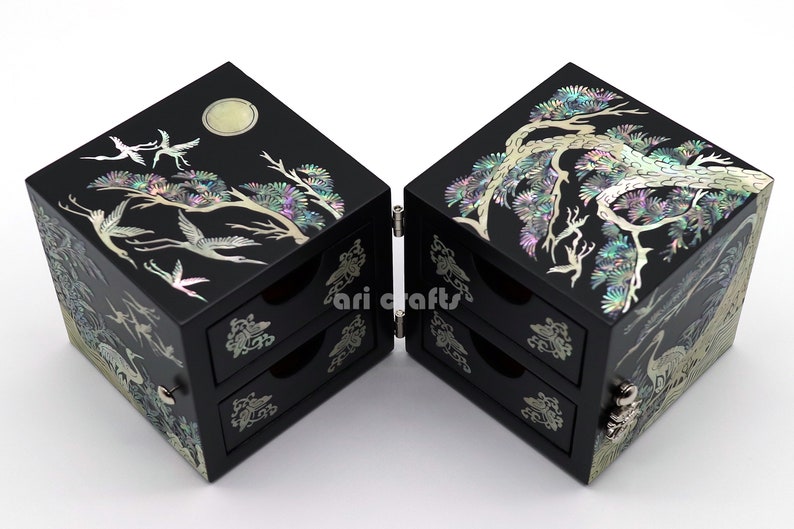 Mother of Pearl Jewelry Box Wood Secret Keepsake Treasure Etsy