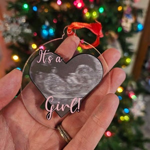 Personalized Photo Acrylic Ornament | Double-Sided | Custom Flat Round Clear Christmas Ornament | Matte Vinyl Photo & Text | Keepsake Gift