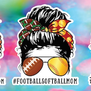 Messy Hair Bun Sport Mom Printed Decal Stickers