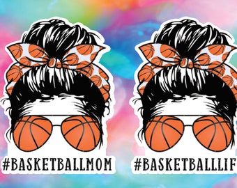 Messy Hair Bun Mom Sport Printed Decal Stickers
