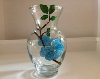 Hand painted glass vase.