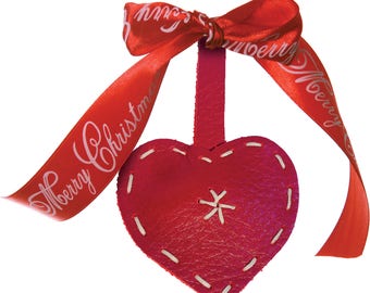 Christmas Heart Decoration Leather Heart Christmas Decoration Heart