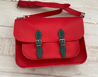 Red leather Satchel DIY kit Red leather satchel backpack