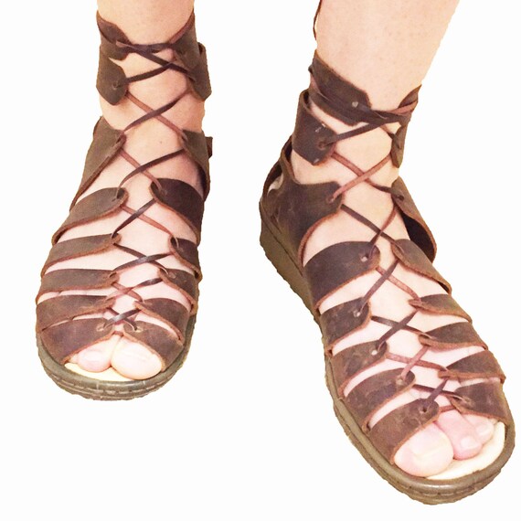 thumbnail image 2 of Camel Leather Brown Roman Gladiator Jesus Sandals – Strap Handmade, Men's US 5-15 / EU 36-49, Israel 2 of 6