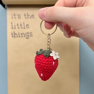 Adorable Crochet Strawberry Keychain - Cute Handmade Gift for Friends