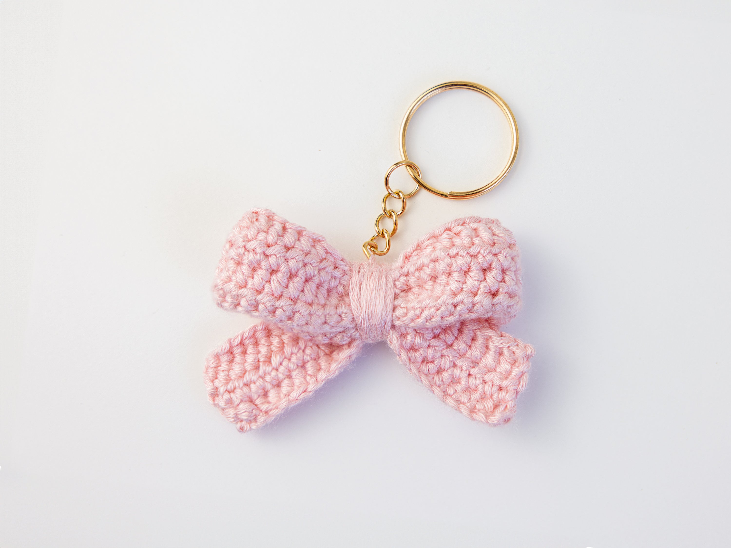 Handmade Crochet Bow Keychain: Pink Coquette Cottagecore Accessory