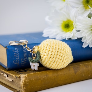 Crochet Lemon Keychain: Handmade Summer Backpack Charm